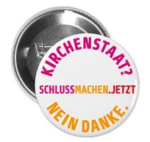 Button: Buskampagne 2019 / Kirchenstaat? Nein Danke. schlussmachen.jetzt.